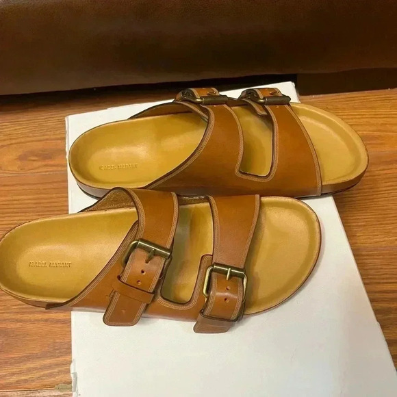NIB Isabel Marant Folk Laser Lennyo Leather Sandals Cognac Tan Brown 8 1/2 - Picture 6 of 14
